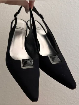 STUART WEITZMAN Vintage Classic Slingback Pointed Toe Kitten Heels Black Sz. 8 thumbnail 6