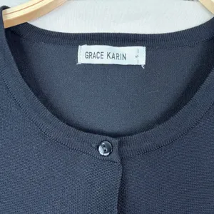 Grace Karin Cardigan Size S Black Solid Preppy Short Sleeve Button Top Classic thumbnail 3