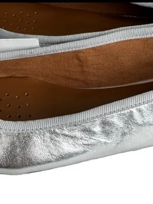 Geox Respira Silver Metallic Leather Ballet Flat with Bow Accent thumbnail 6