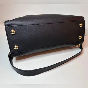Michael Kors Hamilton Black Leather Bag, Gold-tone Hardware, Lock and Key thumbnail 5