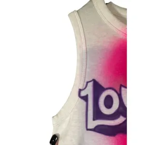 Rachel Zoe White Multicolor Graphic LOVERBOY Crew Neck Tank Top Women Sz S thumbnail 5