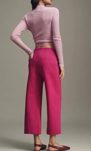 Anthropologie Maeve The Colette Bow-Waist Crop Wide-Leg Pants, Size 25 thumbnail 4
