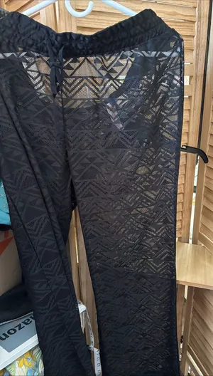 Ladies Black Sheer Patterned Beach Slacks Size XL thumbnail 1