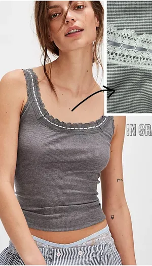 Free People only you Striped Tank - Gray Combo thumbnail 1