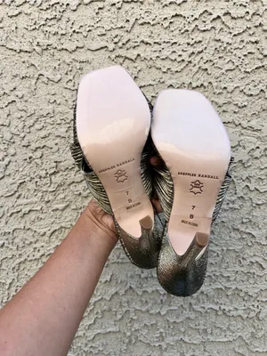 Loeffler Randall‎ Claudia Metallic Ribbon Heel Sandals Size 37 US 7 B Open Toe thumbnail 4