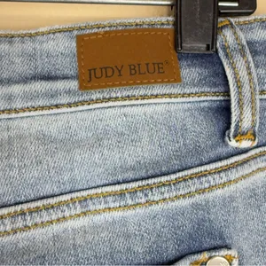 Women’s Judy Blue Denim Frayed Paint Splash Shorts Size L thumbnail 11