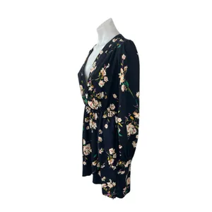 Honey Punch Women's Multicolor Floral V Neck Long Sleeve Mini Wrap Dress Sz S/M thumbnail 2