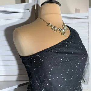 Shein mini dress black sparkle one shoulder sheer cocktail glam whimsigoth sz 1X thumbnail 10