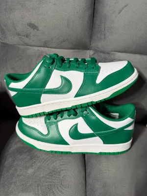 Nike Dunk Low (GS) White Malachite 6.5 Unisex Kids Leather Sneaker FB9109-114 thumbnail 2