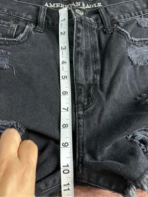 American Eagle Outfitters Black Distressed High-Rise Jean Shorts Size 2 thumbnail 4