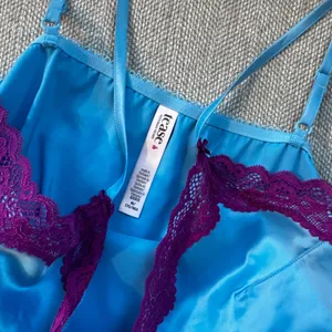 Victorias Secret Elegant Blue and Purple Lace Slip thumbnail 2