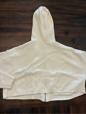 Alo Yoga Scholar Knit Cargo Full Zip Hoodie Women’s Small Ivory Cream Sweater thumbnail 4