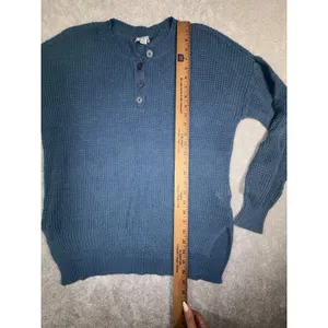 American Eagle Women's Blue Knit Henley Small Oversized thumbnail 6