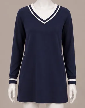 OFFLINE‎ by Aerie Navy Blue V-Neck Long Sleeve Athletic Dress with Pockets Small thumbnail 1