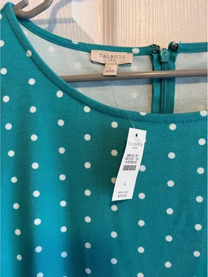 NWT Talbots Teal Polka Dot Sleeveless A-Line Dress Size Large thumbnail 8