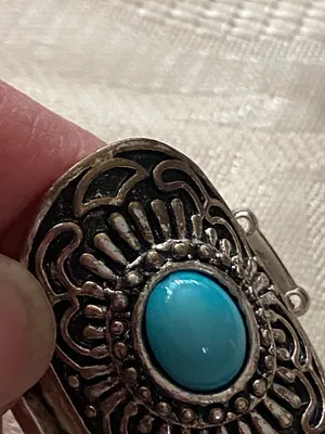 Womens Finger Ring Silver Tone Faux Turquoise Stone Metal Elastic Back Western thumbnail 5