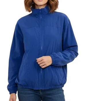 Vintage Norm Thompson Blue Windbreaker Jacket Women's XL Knit Lined‎ Zip Front thumbnail 1