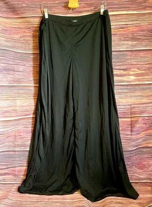 MSK Black Flared Wide Leg Mesh Overlay Formal Lined Pants with Belt. Size X-L. thumbnail 1