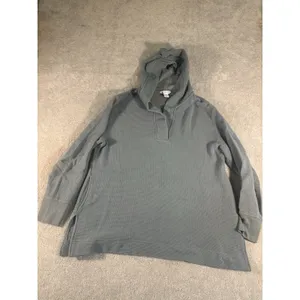 Athleta Sweater‎ Womens M Dusty Blue Hoodie Coaster Luxe Waffle Activewear thumbnail 3