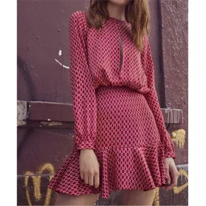 ALEXIS Coretti Mini Dress Silk Blouson Top Flounce Hem Printed Women's Size M thumbnail 11