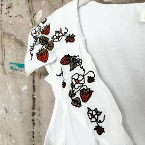 Anthropologie Maeve Babydoll Strawberry Embroidered Blouse thumbnail 6