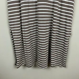 Garnet Hill Midi Dress Womens Large Taupe White Stripe‎ Slits Sleeveless Tank L thumbnail 3