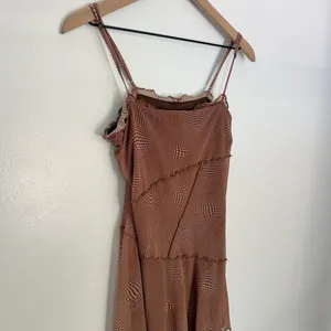 Urban Outfitters Moxie Mesh Mini Slip Dress Brown Swirl Optical Illusion Small thumbnail 7
