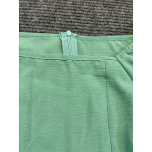 Mint Green Puff Sleeve Ruffle Mini Dress Square Neck Wrap Tie Side‎ Split Large thumbnail 4