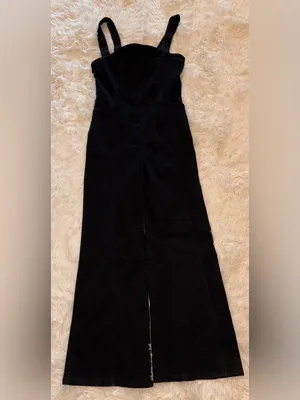 NEW, FREE PEOPLE We The Free Suns Out Bootcut Jumpsuit in Black Sz L thumbnail 4
