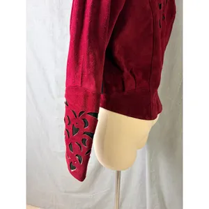 Vintage Phoenix Burgundy Black Suede Cutout Cropped Jacket‎ M Art Western AS IS thumbnail 16