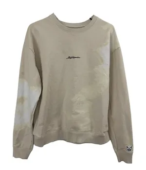 Rauw Alejandro Sweatshirt Womens Medium Tan Cosa Nuestra Graphic Crew Neck *FLAW thumbnail 1