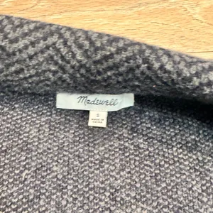 Madewell Herringbone Knit Blazer‎ Sweater Cardigan Jacket Blue Wool Small S thumbnail 6