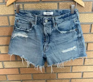 Moussy Vintage Denim Shorts Distressed Button Fly Made in Japan Size 26 thumbnail 1