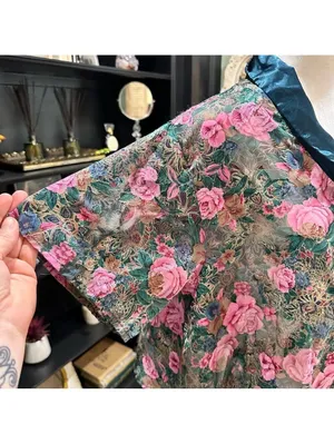 Victoria's Secret Gold Label Green Sheer Rose Top Size Small thumbnail 5