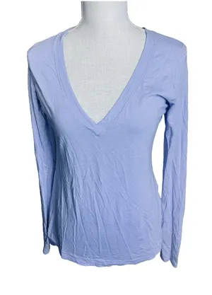 Lululemon Let Be Long Sleeve Tee Wee Stripe Lullaby Cool Breeze‎ Purple Shirt M thumbnail 1