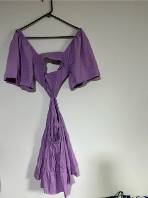 Free People Cross of Sunlight Lilac Cutout Tiered Mini Dress thumbnail 6
