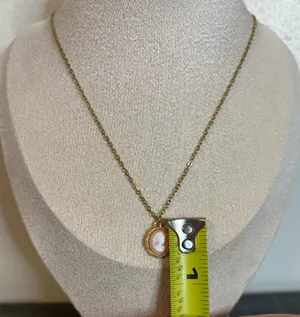 Handmade Gold/Pink Cameo Necklace thumbnail 5