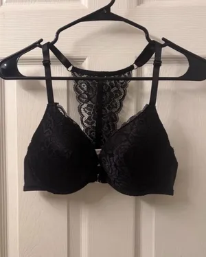 Black Floral Lace Racerback Bra Size 36 C thumbnail 4