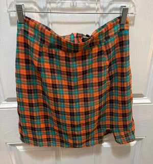 Nasty Gal Orange and Teal Plaid Mini Skirt thumbnail 1