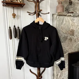 Victoria's Secret Pink Ivy Fleece Campus Black Full-Zip Hoodie Sweatshirt Medium thumbnail 3