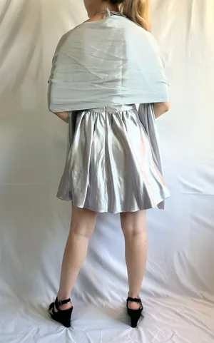 Fiesta Fashion Sparkly Glitter Silver Metallic Deep V Halter Mini Homecoming Dress - S thumbnail 8