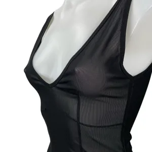 Zara Women's Black Sheer Mesh Tulle Scoop Neck Sleeveless Tank Bodysuit Top Sz S thumbnail 3