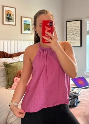 GAP pink linen halter top thumbnail 1