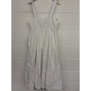 NWT Madewell Sz 8 White Button-Front Tiered Cotton Poplin Sleeveless Midi Dress thumbnail 6