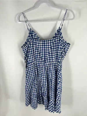 Express Blue and White Gingham One-Piece Romper thumbnail 10