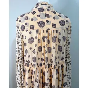 Free‎ People Mini Dress Womens Small Excellent Medallion Boho Bishop Sleeve thumbnail 8
