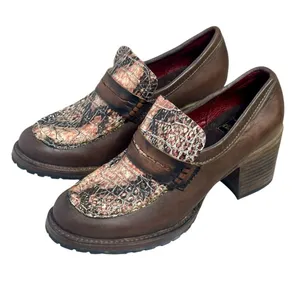 FREEBIRD by Steven Women's Bristol Snake Leather chunky Heel Shoes size 8 thumbnail 1