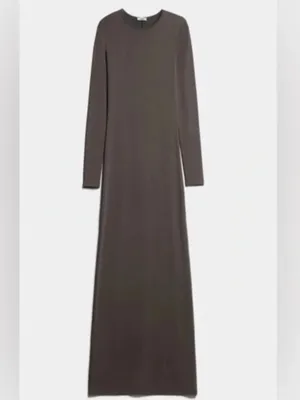 Uniqlo Women's Ribbed Stretchy Long Sleeve Brown Midi Dress Size M thumbnail 2