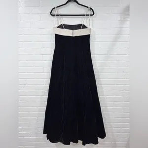 Y2K Night Way Collections Vintage White and Black Velvet Dress w/Tulle 90s 2000s thumbnail 7