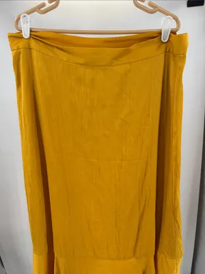Anthropologie Maeve Mango Yellow Ruffle Wrap Skirt midi High Low NWT XL boho thumbnail 8